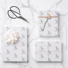 Hoja De Papel De Regalo Navidades acuarela reno con acento elegante