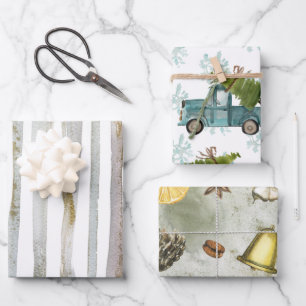 Hoja De Papel De Regalo Navidades acuarelas.