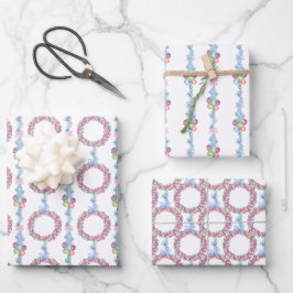 Hoja De Papel De Regalo Navidades acuarelas de colores en balbuceo