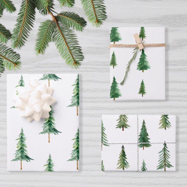 Hoja De Papel De Regalo Navidades acuáticos modernos Pine Tree (Subido por el creador)