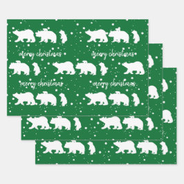 Hoja De Papel De Regalo Navidades Adorables De La Familia Del Oso Polar Ve