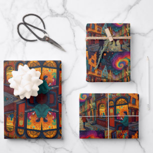 Hoja De Papel De Regalo Navidades Aldea Europa Inglaterra