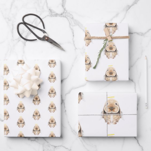 Hoja De Papel De Regalo Navidades Angel Bunny (Anverso)