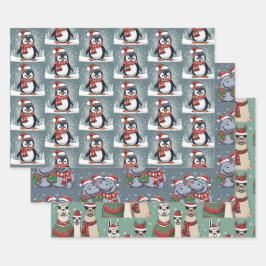 Hoja De Papel De Regalo Navidades Animales