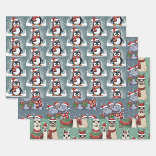 Hoja De Papel De Regalo Navidades Animales