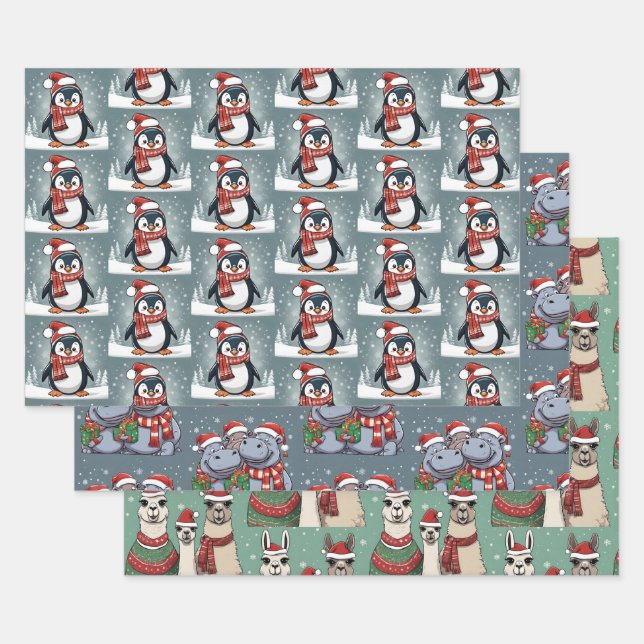 Hoja De Papel De Regalo Navidades Animales (Set)