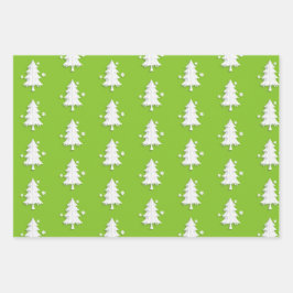 Hoja De Papel De Regalo Navidades, árboles, copos de nieve vacaciones Verd