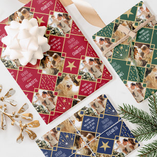 Hoja De Papel De Regalo Navidades Art Deco Fotos Personalizados Rojo Verde