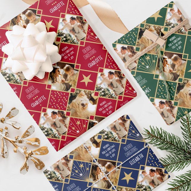 Hoja De Papel De Regalo Navidades Art Deco Fotos Personalizados Rojo Verde (Subido por el creador)