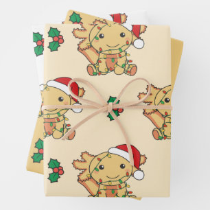 Hoja De Papel De Regalo Navidades Axolotl Animales de invierno Holiday Axo