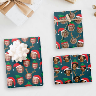 Hoja De Papel De Regalo Navidades Azul de la Marina Tres Personalizados de