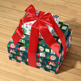 Hoja De Papel De Regalo Navidades Azul de la Marina Tripulación Seis Perso