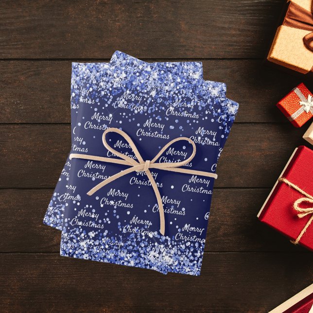 Hoja De Papel De Regalo Navidades azul marino confetti elegante (Subido por el creador)
