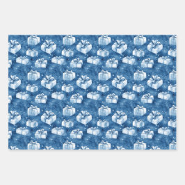 Hoja De Papel De Regalo Navidades azules