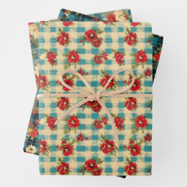 Hoja De Papel De Regalo Navidades azules con problemas de color de agua de