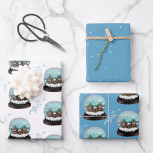 Hoja De Papel De Regalo Navidades azules de Glass Snowball Winter Village
