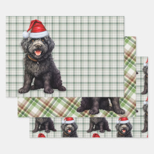 Hoja De Papel De Regalo Navidades Barbet Perro Green Plaid