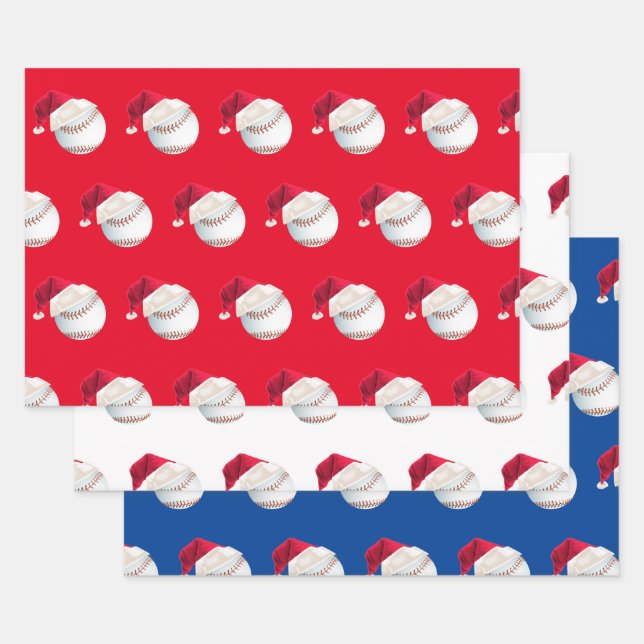 Hoja De Papel De Regalo Navidades Béisbol Deportivo Santa Fiesta (Set)