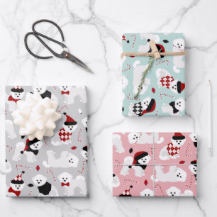 Hoja De Papel De Regalo Navidades Bichon Frise Gris Blue Pink