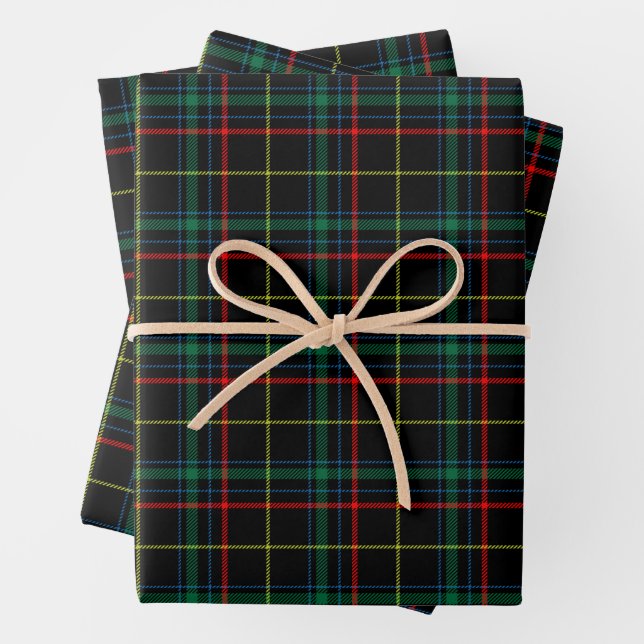 Hoja De Papel De Regalo Navidades Black Tartan Plaid (In situ)
