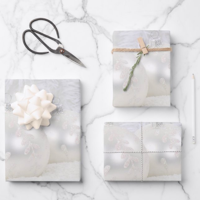 Hoja De Papel De Regalo Navidades blancos (Anverso)