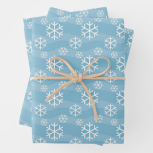 Hoja De Papel De Regalo Navidades blancos copos de nieve resumen azul