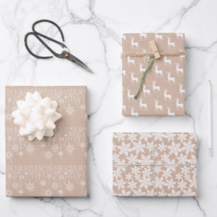 Hoja De Papel De Regalo Navidades blancos de invierno Kraft Elegant