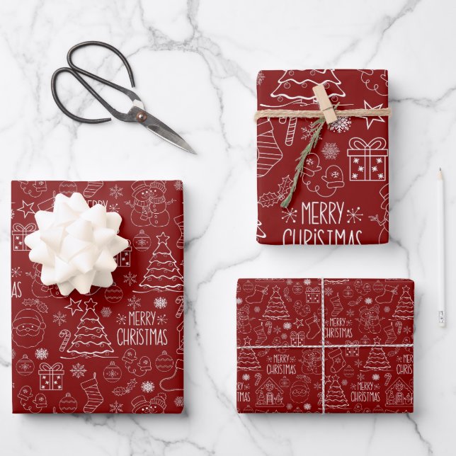 Hoja De Papel De Regalo Navidades blancos hacen alusión al rojo del graner (Anverso)