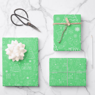 Hoja De Papel De Regalo Navidades blancos hacen alusión al verde