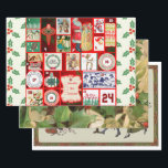 Hoja De Papel De Regalo Navidades bloquean cuadrados de Ilustracion<br><div class="desc">Vintage Christmas Estos grandes ilustraciones vintage son rojos,  verdes y cristianos! Este ilustracion se basa en un calendario anticuado de Navidades para celebrar la temporada de Navidades.</div>
