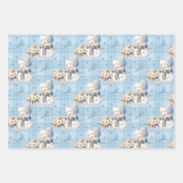 Hoja De Papel De Regalo Navidades Blue Little Snowman