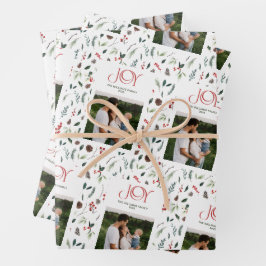 Hoja De Papel De Regalo Navidades botánicos de la joya moderna Red Berry