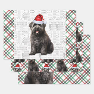 Hoja De Papel De Regalo Navidades Bouvier Perro rojo y verde