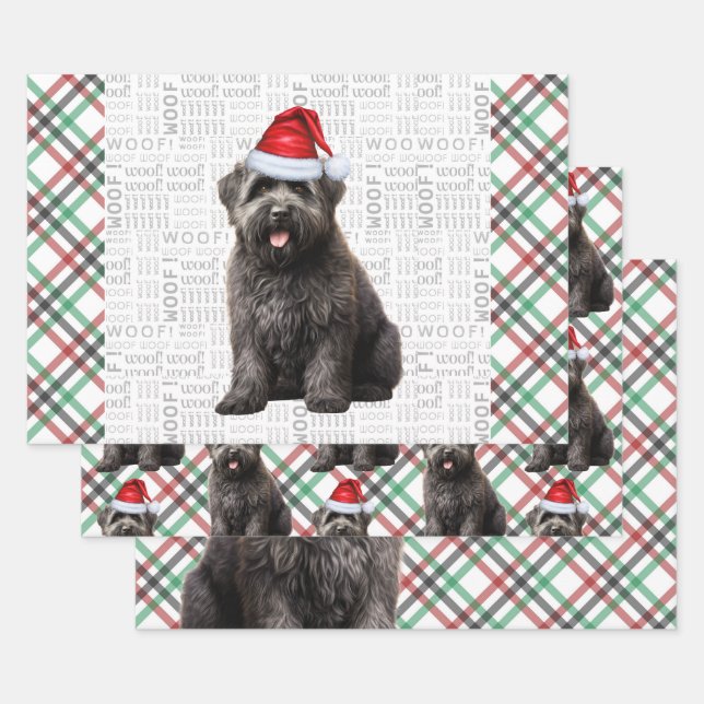 Hoja De Papel De Regalo Navidades Bouvier Perro rojo y verde (Set)