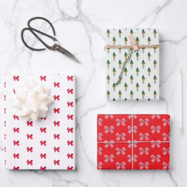 Hoja De Papel De Regalo Navidades Bow Coquette (Anverso)