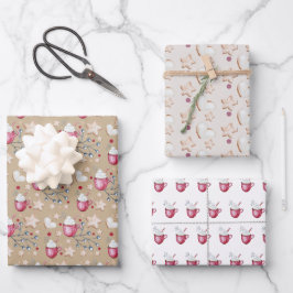 Hoja De Papel De Regalo Navidades Cacao Caliente Y Galletas