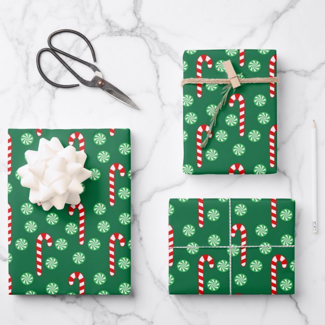 Hoja De Papel De Regalo Navidades Candy Candy Verde Rojo (Anverso)