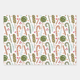 Hoja De Papel De Regalo Navidades Candy Cane, Berries y Sweets