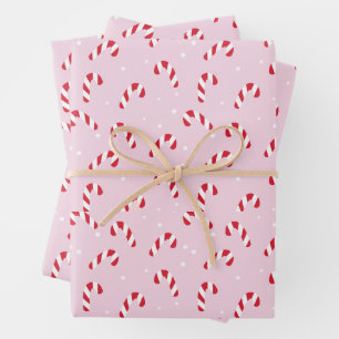 Hoja De Papel De Regalo Navidades Candy Cane Pink