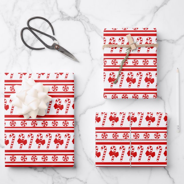 Hoja De Papel De Regalo Navidades Candy Cane Stripes (Anverso)