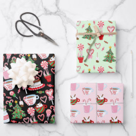 Hoja De Papel De Regalo Navidades Candy Cane Sweets Patterns