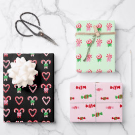 Hoja De Papel De Regalo Navidades Candy Cane Sweets Patterns