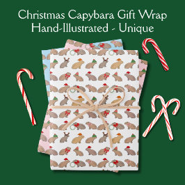 Hoja De Papel De Regalo Navidades Capybara Cute Zoo Animal dibujado a mano
