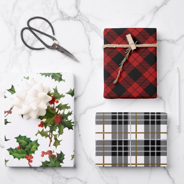 Hoja De Papel De Regalo Navidades clásicos colocados y huelguistas de époc (Anverso)