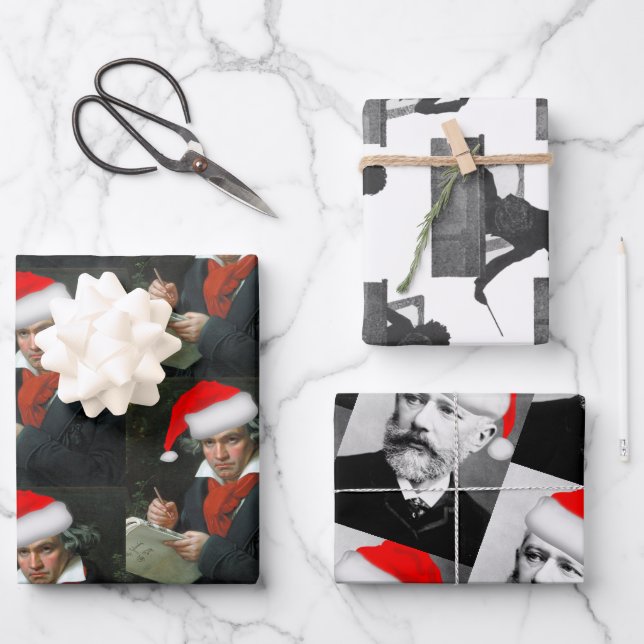 Hoja De Papel De Regalo Navidades clásicos de Beethoven Mahler Tchaikovsky (Anverso)