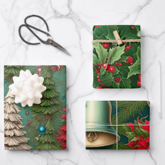 Hoja De Papel De Regalo Navidades clásicos Retro Vintage