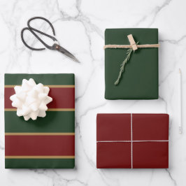 Hoja De Papel De Regalo Navidades Clásicos Verde Y Rojo Con Trigo De Oro