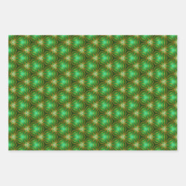 Hoja De Papel De Regalo Navidades con decoración verde y dorada deslumbran