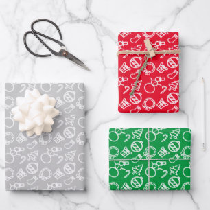 Hoja De Papel De Regalo Navidades con estilo de Doodle minimalista Element