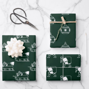 Hoja De Papel De Regalo Navidades con motivos de color verde pino oscuro